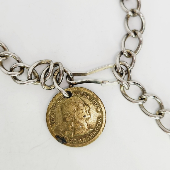 Silver Metal Chain Link Belt Hip High Waist Coin Charm Buckle Free Size Max 44" - Picture 5 of 5